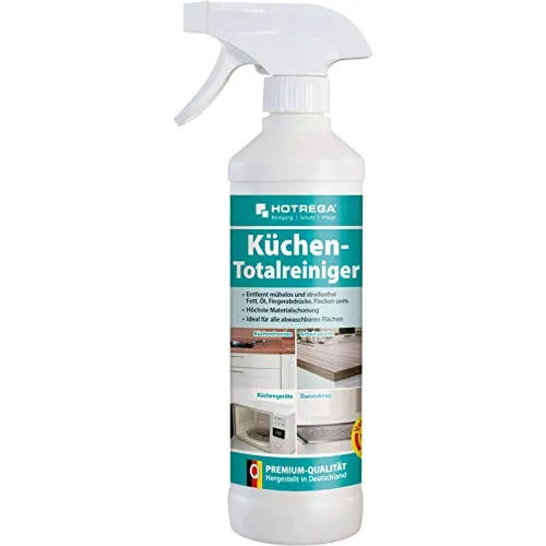 HOTREGA Küchen-Totalreiniger 500 ml | Multifunktionell, fettlösend | Für Naturstein, Edelstahl, Glas, Kunststoff und lackiertes Holz | mit Orangenduft