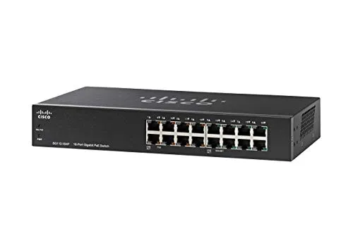 Cisco Systems SG110-16HP - Unmanaged Switch mit 16 Gigabit-Ethernet-Ports, 8 PoE-Ports und energieeffizienter Leistung