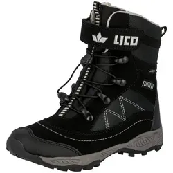 Lico Jungen Sundsvall Vs Schneestiefel, Schwarz Grau, 33 EU - Wanderschuhe für Kinder, rutschfest mit Gummisohle für sicheren Halt, bequemes warmes Innenfutter und einfaches An- und Ausziehen dank Klettverschluss.
