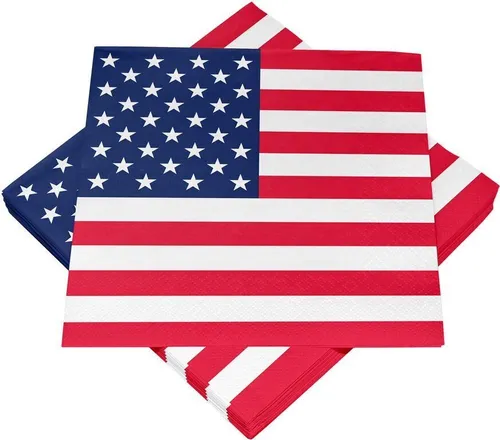 Servietten USA - Stars and Stripes Tücher 3 lagig 20 Stück Maße 33 x 33 cm