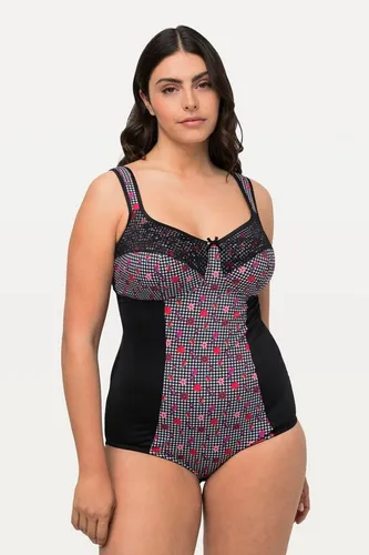 Ulla Popken Body Shaping-Body Hahnentrittmuster Spitze Cup C - D - Unterwäsche-Bodies - formt eine schöne Silhouette mit elegantem Hahnentritt-Muster und zarten Spitzen-Cups für optimalen Tragekomfort.