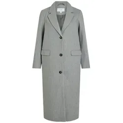 Vila Langmantel Solo (1-tlg) - Modischer Langmantel aus recycelten Materialien, graumeliert, mit lockerer Passform und elegantem Reverskragen - ideal für stilvolle Herbst- und Winterlooks.