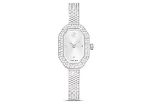 Swarovski Dextera Bangle Watch, Silberfarben, One Size - Elegante Damenarmbanduhr mit 194 Kristallen, wasserabweisend bis 30 m und im ikonischen Achteck-Design von Swarovski für maximalen Glanz.