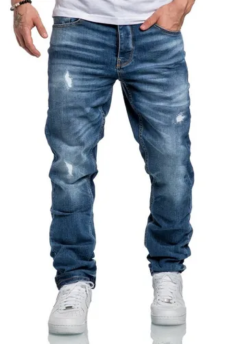 Amaci&Sons Straight-Jeans MEDFORD - Herren Regular Fit Destroyed Jeans in Hellblau, pflegeleicht und ideal für lässige Looks.