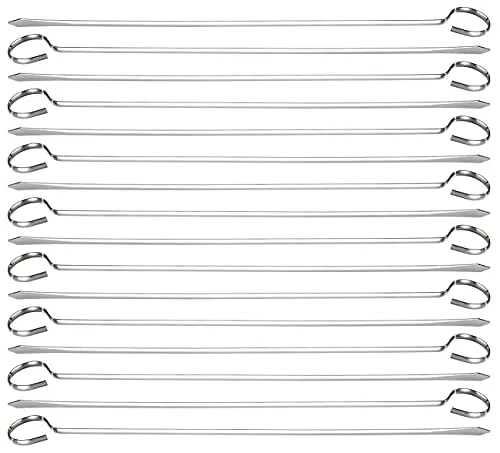 Rosenstein & Söhne Grillspieße Metall: Schaschlik-Grillspieße aus Edelstahl im günstigen 16er-Set, je 31 cm (Schaschlikdrähte, Schaschlikspieß-Set, BBQ)