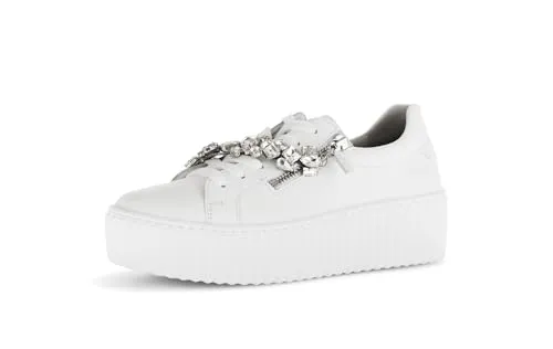 Gabor Damen Low-Top Sneaker, Frauen Halbschuhe,Turnschuhe,Laufschuhe,Freizeit,sportlich,straßenschuhe,Sportschuhe,Weiss (Silber),35.5 EU / 3 UK