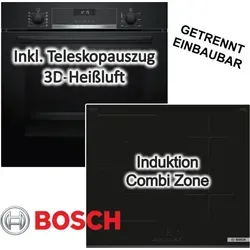 Bosch Herdset EcoClean Backofen + Induktionskochfeld 60 cm - Weiß - Herdset bestehend aus Bosch Backofen mit 3D-Heißluft und Induktionskochfeld. Genießen Sie komfortables Kochen mit AutoPilot und versenkbaren Drehknöpfen für ein elegantes Design.