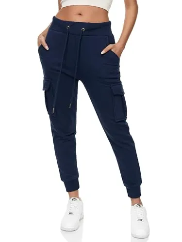 REPUBLIX Damen Cargo Jogginghose Jogger Sporthose Jogging Sweat Pants RD-030 Navyblau 3XL