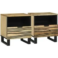 vidaXL Nachttisch 2er Set aus massivem Holz, Braun von vidaXL