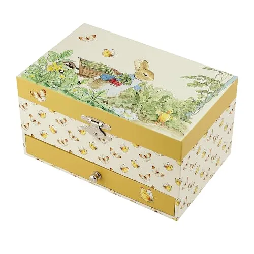 Trousselier Schmuckschatulle Peter Hase mit Spieluhr - Spieluhren - bezauberndes Schmuckkästchen mit Musikspieldose, die mit Vivaldis Melodie verzaubert und einen tanzenden Hase präsentiert.