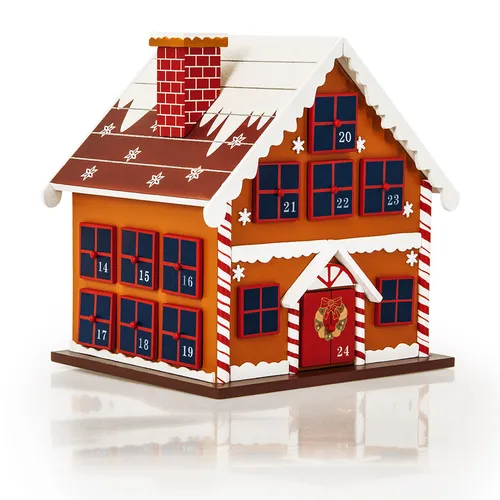 Adventskalender zum Befüllen aus Holz - Buntes Weihnachtskalender Häuschen - Adventskalender aus hochwertigem Holz, bunt bemalt und zum Selbstbefüllen. Ideal als wiederverwendbare Dekoration für die Vorweihnachtszeit.