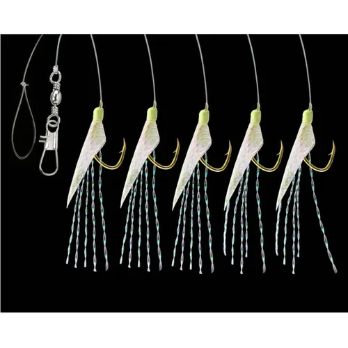 Jenzi Heringsvorfach mit echter Fischhaut 5 Arme Glitzer Gr.5 Paternoster