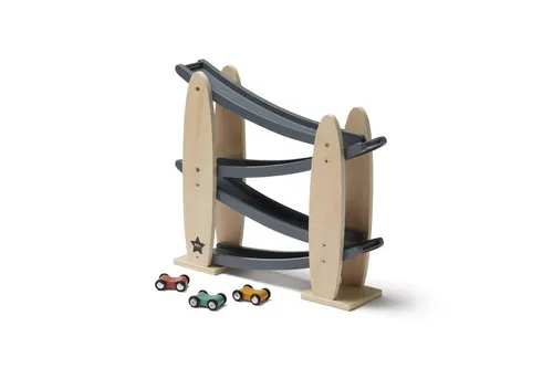 Kids Concept Kugelbahn Aiden mit 3 Autos - Nordische Kugelbahn mit 3 farbenfrohen Autos, die klassischen Spielspaß ins Kinderzimmer bringt. Ideal für spannende Rennen und kreative Spielmomente.