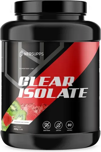 Neosupps Clear Whey Isolat Protein Pulver, Strawberry-Kiwi Geschmack - Leckeres Clear Whey Isolat für die einfache Flüssigkeitsaufnahme. Nur 95–100 kcal pro Portion, zuckerfrei und mit 21g Protein. Ideal für den täglichen Genuss in verschiedenen Geschmacksrichtungen.