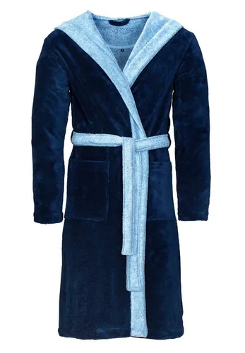 Vossen Unisex Bademantel Poppy, Einfarbig, Blau (winternight) - Bademäntel für Damen, luxuriöser Unisex Doubleface-Mantel aus 45% PES, 35% Viskose (Bambus) und 20% Baumwolle für ultimativen Komfort und stilvolle Akzente.