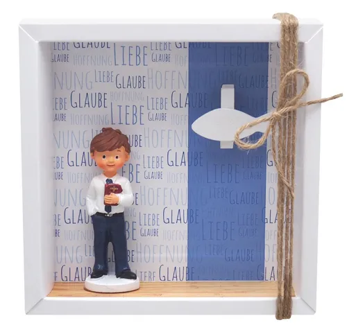 ZauberDeko Geschenkbox Geldgeschenk Verpackung Kommunion Junge Blau Liebe Glaube Hoffnung