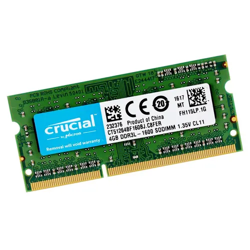 Produktbild Crucial 4GB DDR3L 1600Mhz PC3L-12800 1RX8 Sodimm Speicher CT51264BF160BJ