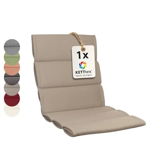 KETTtex EXKLUSIV Comfort Plus Auflage Mittellehner Taupe I Gartenstuhl Polster 106x50x5/3cm I hochwertige & Pflegeleichte Sesselauflage I Wetter- & formbeständige Stuhlauflage I Sitzauflage