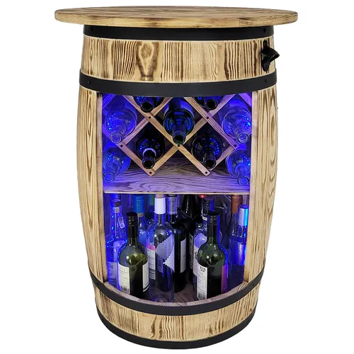 Bar Holztisch mit großer Platte Schankanlage mit LED RGB von weeco