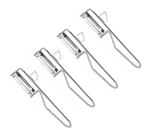 Fackelmann | Sparschäler 4er Set | Schäler aus rostfreiem Edelstahl | Hochwertige Gemüseschäler mit geschärftem Ausstecher | ideal für Spargel, Gemüse oder Obst