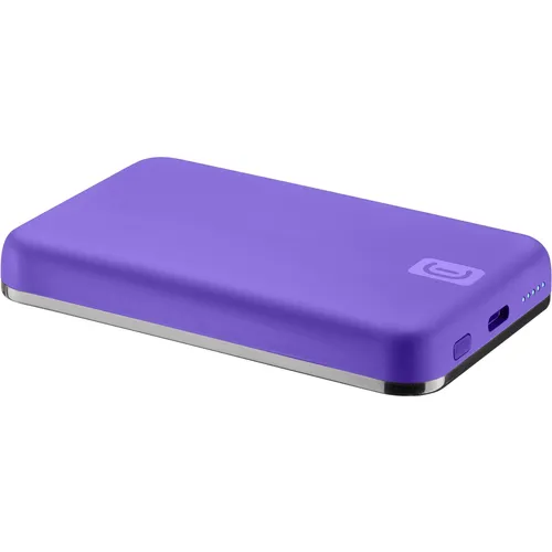 Cellularline MagSafe Power Bank MAG 5000 VIOLET - Tragbare 5000 mAh Power Bank mit MagSafe-Technologie, ideal für kabelloses Laden unterwegs, kompakt und leistungsstark für den täglichen Bedarf.