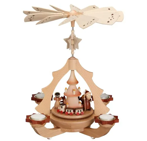 Zeidler Holzkunst Weihnachtspyramide Leuchterpyramide für 4 Teelichter - Weihnachtspyramiden, handgefertigt im Erzgebirge, sorgt für festliche Stimmung und stimmungsvolles Licht in der Weihnachtszeit.