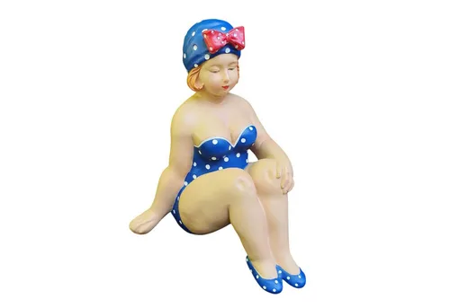 Gartenfigur sitzende blaue Badenixe Figur 19 cm in blau von Aspinaworld