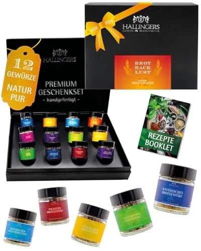 Hallingers Gewürz Geschenkset handgemacht, 12 Brot-Gewürze zum Pimpen - Made in Germany