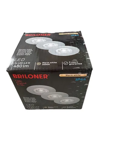 BRILONER LED Einbauleuchten 3er Set - Energiesparlampen mit ultraflachem Design, ideal für Wohnzimmer und Bad. Schutzart IP44, 5 Watt, 460 Lumen, warmweißes Licht (3.000 K) und bis zu 25.000 Stunden Lebensdauer.