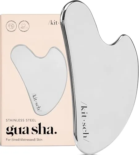 Kitsch Edelstahl Gua Sha Gesichtswerkzeug, Guasha Tool für Gesicht - Silber