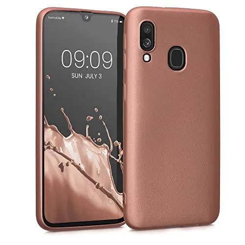 kwmobile Handyhülle für Samsung Galaxy A40 Hülle - Silikon Case metallisch schimmernd - Schutzhülle Cover - Metallic Bronze