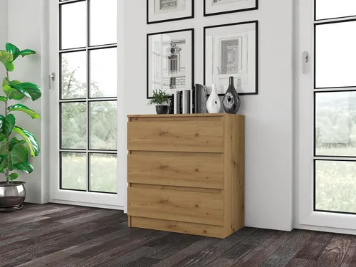 Moderne Kommode mit 3 Schubladen - Funktionale Kommode für Schlafzimmer und Wohnzimmer. Minimalistisches Design mit geräuscharmen Schubladenführungen. Ideal zur Aufbewahrung und perfekt kombinierbar mit anderen Möbelstücken.