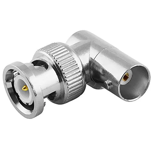 BestPlug Coaxial BNC Adapter, BNC Stecker männlich auf BNC Buchse Kupplung weiblich 90° abgewinkelt, vergoldet, Metallausführung
