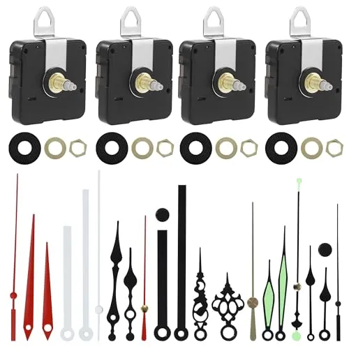 BUCOMTU 4 Uhrwerk für Wanduhr,Uhrwerke Zum Selbsteinbau mit Zeiger,Mit 7 Uhrzeiger Set, 13/16/20/22 mm, für Uhr Ersatzteilaustausch, DIY Uhrenbau