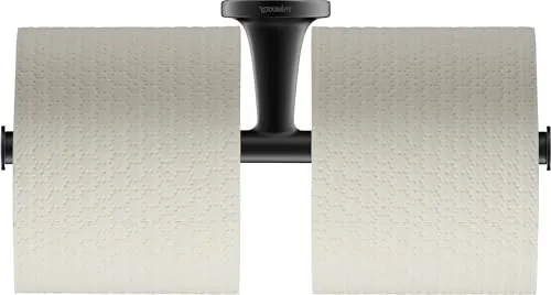 Duravit Papierrollenhalter Starck T, Schwarz Matt - Toilettenpapierhalter für 2 Rollen, flexibel montierbar mit Bohren oder Kleben, modernes Design in Schwarz Matt, 5 Jahre Herstellergarantie für hohe Qualität und Langlebigkeit.