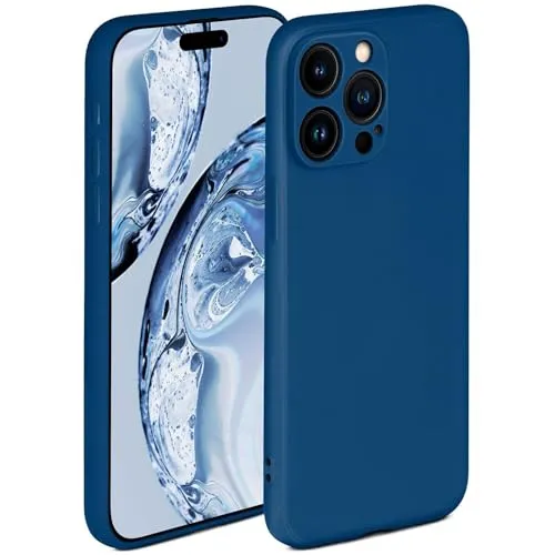 ONEFLOW Soft Case für iPhone 15 Pro Max Hülle aus Silikon mit Kameraschutz, Silikonhülle mit erhöhtem Schutz fürs Display, Backcover Schutzhülle, weiche Handyhülle, Blau