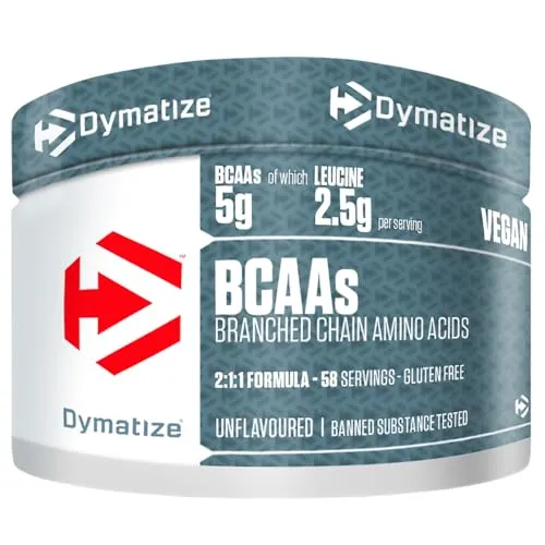 Dymatize BCAA Powder 300g - Hochwertige essentielle Aminosäuren - Verzweigtkettige Aminosäuren (BCAA) mit 5g L-Leucin, L-Isoleucin und L-Valin pro Portion, gluten- und laktosefrei, ideal zur Unterstützung des Muskelaufbaus nach dem Training.