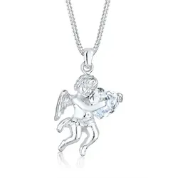 Elli Halskette Damen Engel Herz Anhänger mit Zirkonia