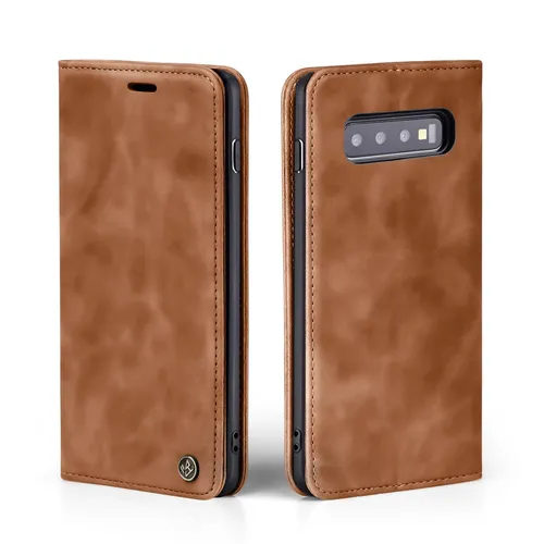 Handy Hülle für Samsung Galaxy S10+ Klapp Magnet Smartphone Cover Case Braun
