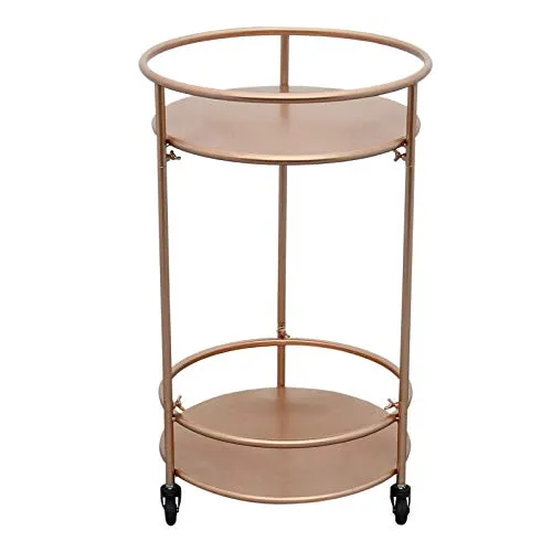 Monster Shop Servierwagen Teewagen Minibar Bar Cart - Eleganter Art Deco Servierwagen in Rosé Gold, 66cm hoch, mit 3 Lenkrollen für müheloses Bewegen, ideal für jede Feier oder als stilvolle Minibar.