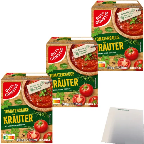 Gut&Günstig Tomatensauce Pastasauce Kräuter 3er Pack 3x390g Packung usy Block