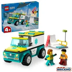 LEGO City Rettungswagen und Snowboarder (60403) - Rettungswagen-Spielzeug mit Offroad-Reifen, inkl. Snowboarder und Sanitäter für kreative Abenteuer