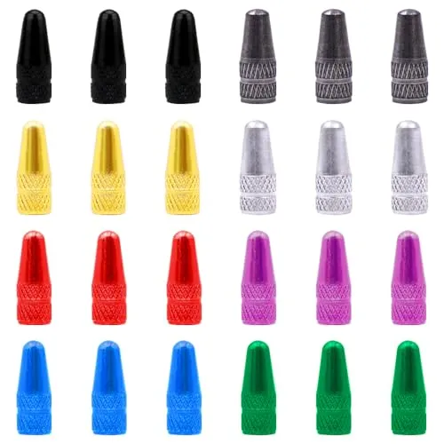 TRKETK 24 Stück Französisch Fahrrad Ventilkappen Fahrrad Staubschutzkappen Aluminiumlegierung Bike Rad Reifen Ventil Abdeckungen Fahrradreifen Ventilkappen Set Für Rennrad Mountainbike