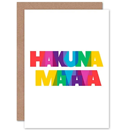 Wee Blue Coo Hakuna Matata, Helles, Buntes, Regenbogen, Wort Geburtstagskarte