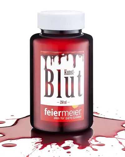 feiermeier® Kunstblut Vampirblut – 250 ml Flasche | Hochwertiges Filmblut für realistische Spezialeffekte | Ideal für Halloween, Karneval, Fasching, Theater, Cosplay & Horror-Make-up