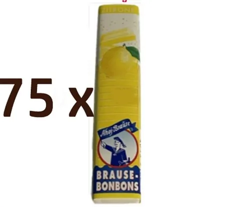 Ahoj Brause Stangen - Zitrone, 75 Stück, Candybar, Schulanfang,Kinder Geburtstag
