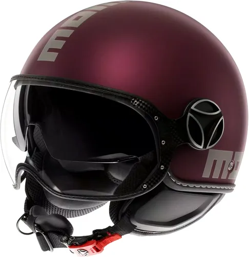 MOMODESIGN FGTR Evo E2206 Mono matt Amarena / Silver S - Motorradhelm mit ECE 22.06 Zertifizierung, 100% ABS Schale für hohe Sicherheit und Stil.