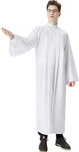 IvyRobes Chor Klerus Chorrobe Priester Robe Taufen Kostüm Herren Damen Unisex Erwachsene Abschluss Talar Weiß M 51(166cm - 172cm)