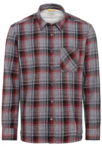 camel active Herren Flanellhemd grau - Freizeithemden - Komfortables Langarmhemd aus 100% Baumwolle, weich und wärmend, ideal für kühle Tage. Perfekter Regular Fit mit Kentkragen und aufgesetzter Brusttasche.