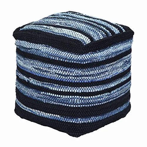 Homescapes Sitzwürfel Texas 40x40 cm – Blauer Denim Hocker mit Sitzsack-Füllung